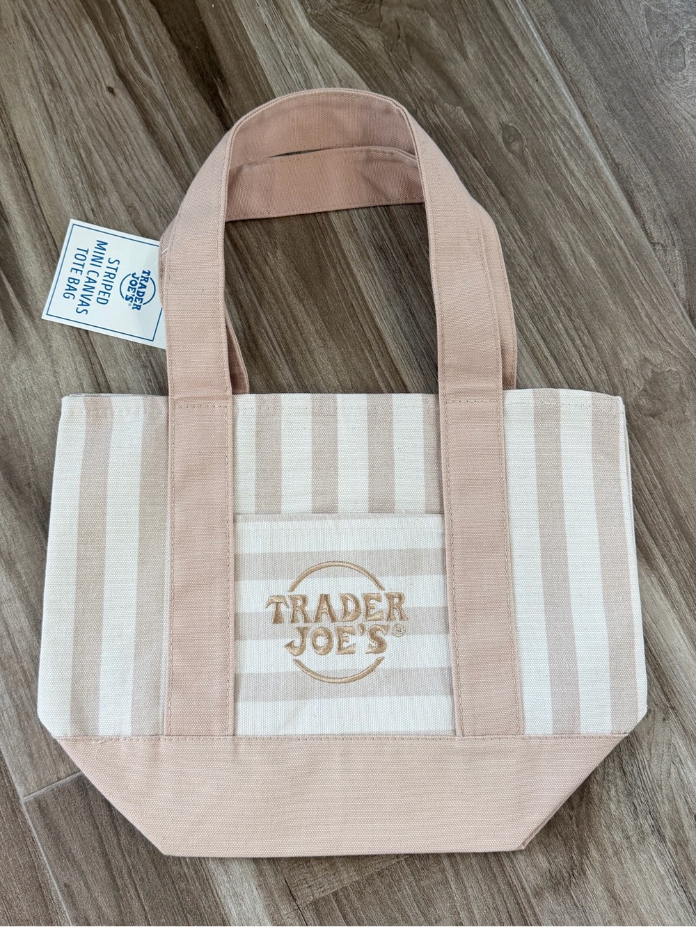 NWT Trader Joe’s Beige Striped Canvas Mini Tote Bag Summer 2026